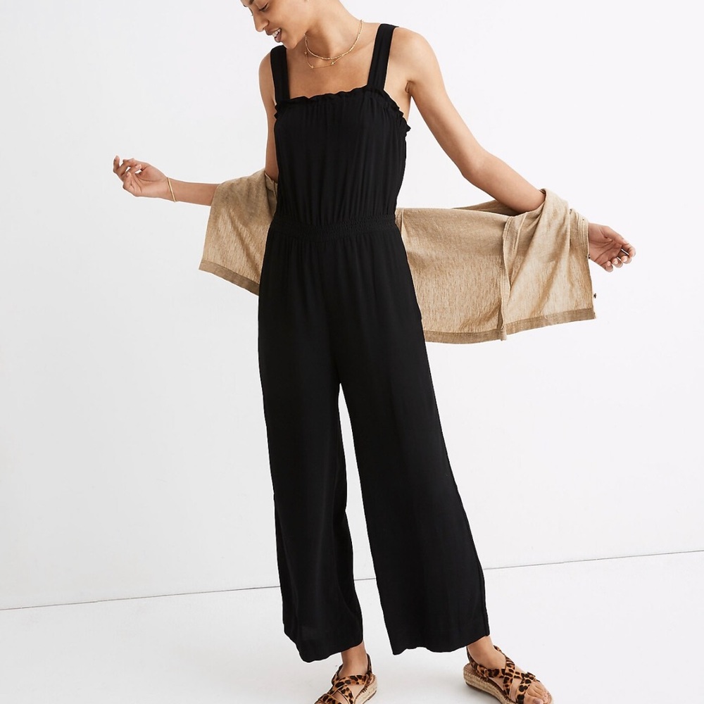 Madewell Womens Smocked Tank Jumpsuit Wide Leg Romper Size 12